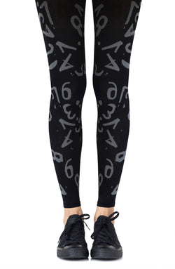 Zohara "Lucky Number" Light Grey Print Footless Tights