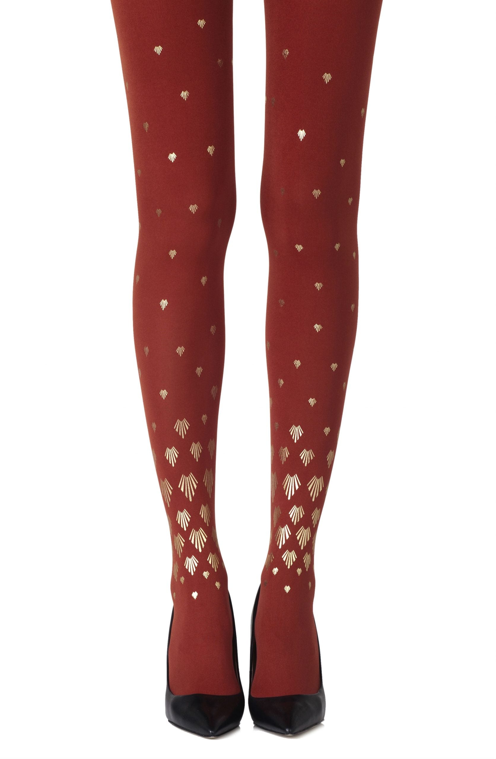 Zohara "Shell Out" Rust Print Tights
